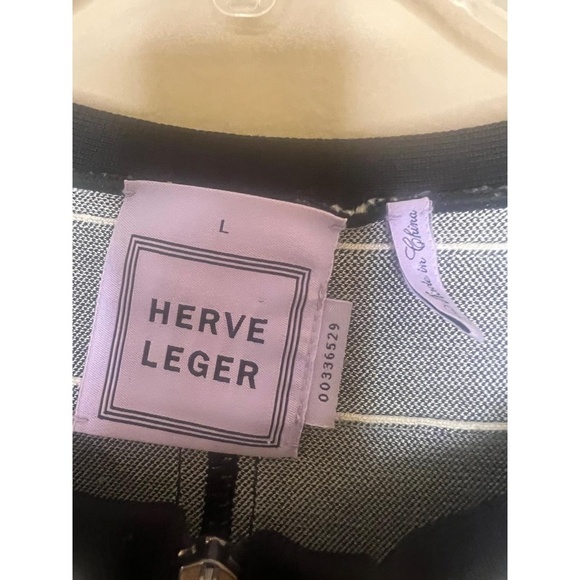 Herve Leger HYD4G309 Black White Bandage Zipper Sleeve Zip Up Sweater Large - Picture 2 of 14